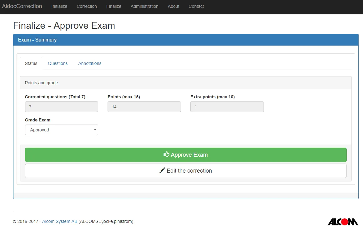 Page 3 - Finalize Exam