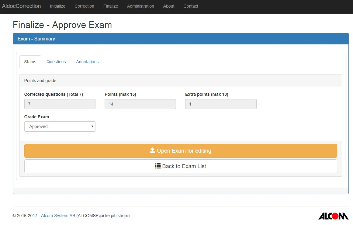 Page 4 - Finalize Exam