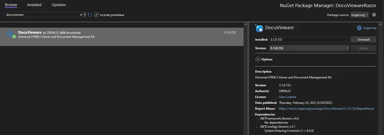 NuGet UI