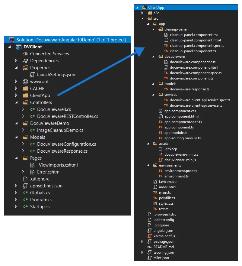 DocuVieware Angular 10 Code Tree screenshot