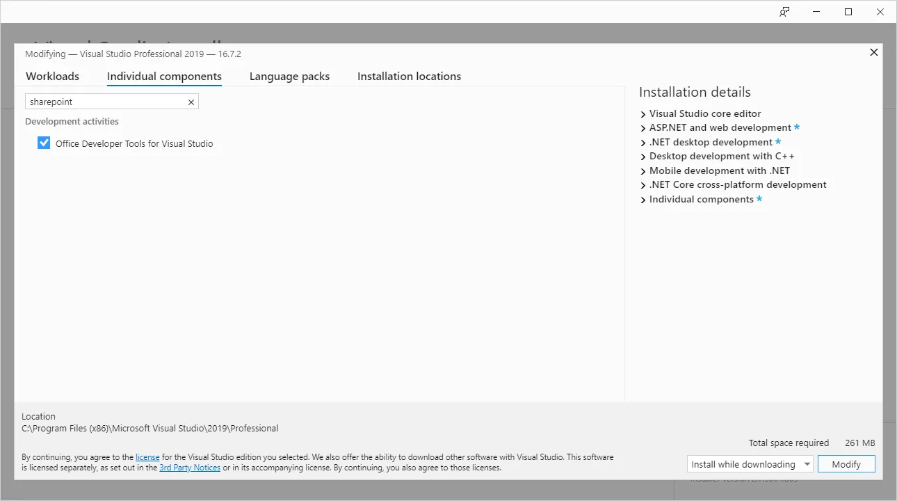 SharePoint add-in screenshot