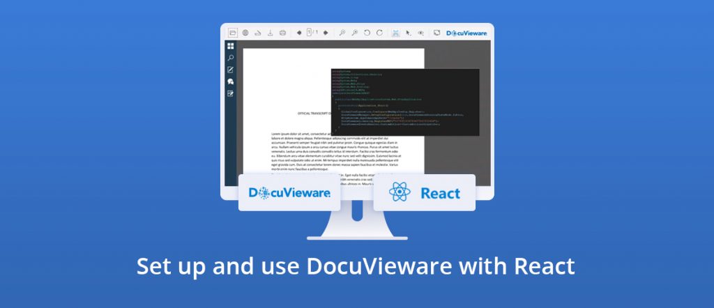 Illustration for the blog article about how to set up and use DocuVieware using React.